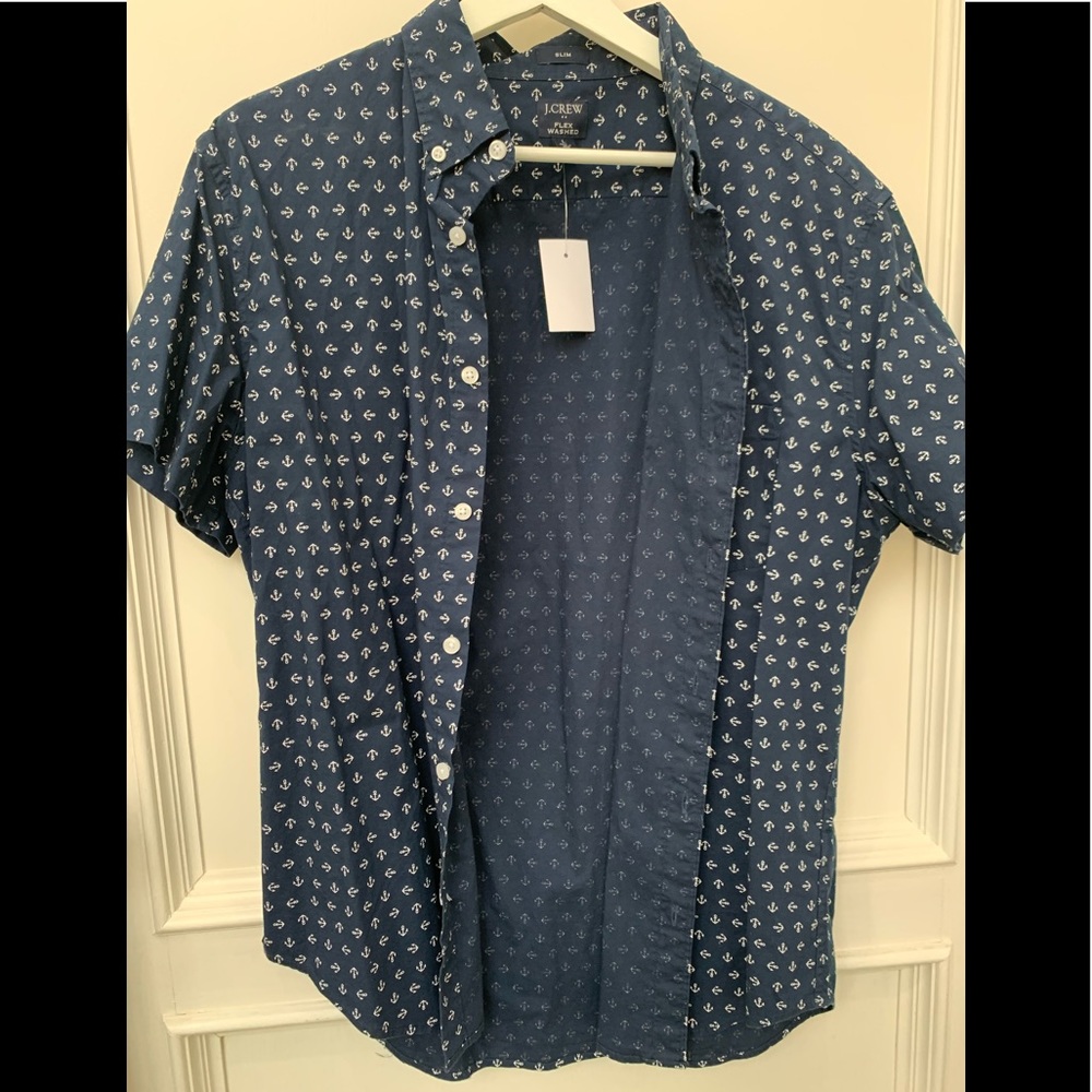 J.Crew Factory Blue Button Down Shirt Size Slim Large
